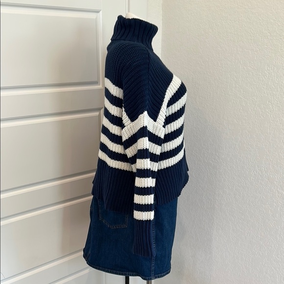 Madewell Blue and White Turtleneck Sweater Striped Design - Picture 5 of 11